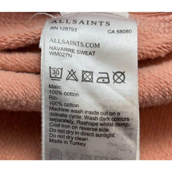 Allsaints Navarre Cropped Sweatshirt Womens L Peachy Pink Slouchy Boxy Lounge - Picture 5 of 9